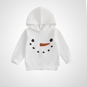 White Hoodie with Snowman Face Design, 12-18M